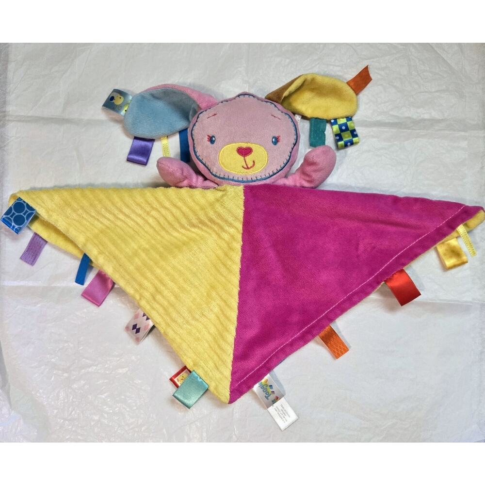 Taggies Puppy Dog Security Blanket Lovey 14"x14" Plush Colorful Stuffed Animal - Picture 3 of 12